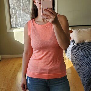 Balance Collection twist open back lightweight orange tank top